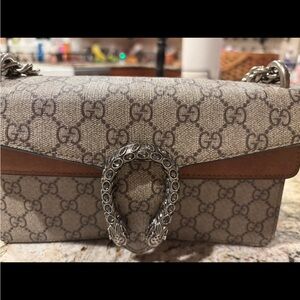 Gucci Brown and Gray Shoulder Bag with Iconic Design